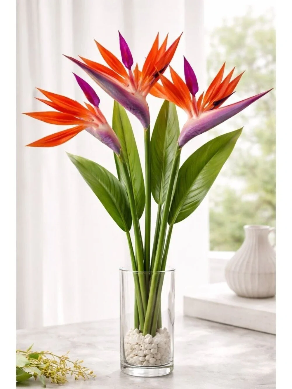 Artificial Bird of Paradise Flowers Realistic Strelitzia 3 Stem Bundle
